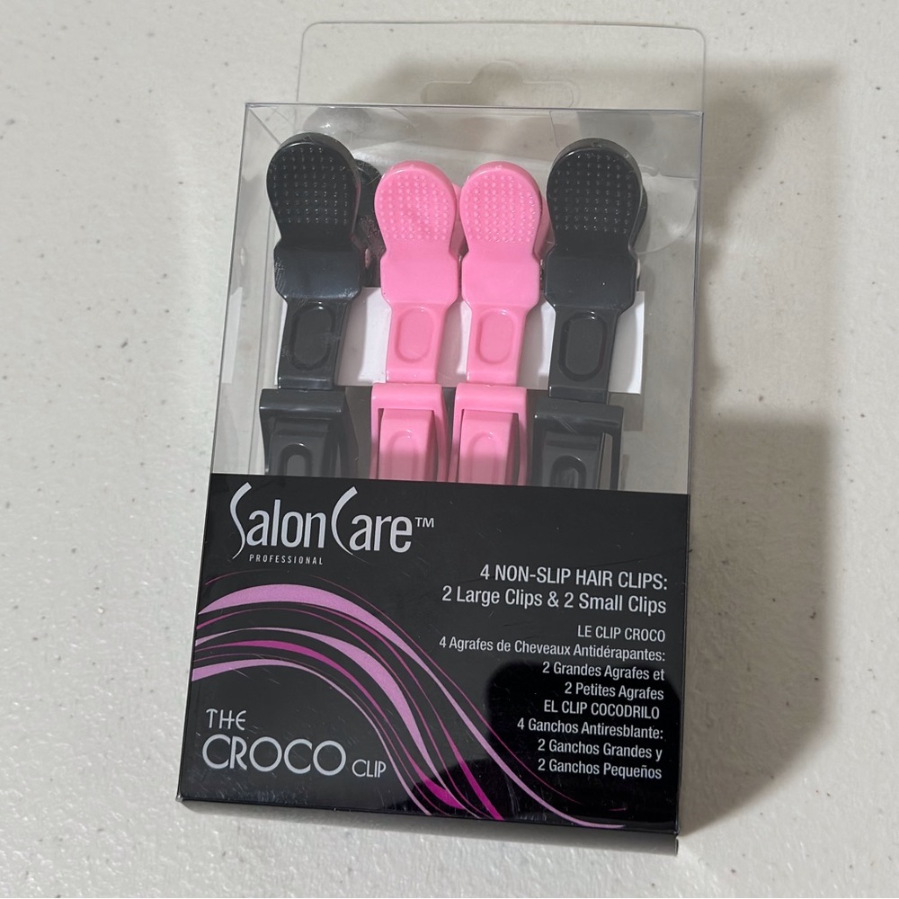 Salon Care Pink & Black Alligator Clips